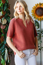 Load image into Gallery viewer, First Love Notched Short Sleeve Knit Top
