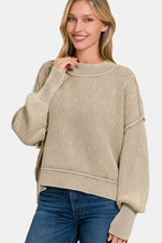 Load image into Gallery viewer, Zenana Exposed Seam Round Neck Dropped Shoulder Sweater
