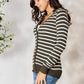 Zenana Full Size Striped Snap Down Cardigan