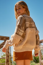 Load image into Gallery viewer, And The Why Plaid Pattern Color Block Fringe Sweater
