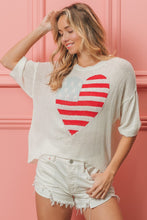 Load image into Gallery viewer, BiBi Striped Heart Contrast Knit Top
