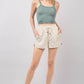 VERY J Drawstring Elastic Waist Linen Shorts