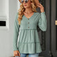 Long Sleeve V-Neck Cable-Knit Blouse