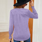 Notched Neck Long Sleeve Blouse