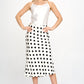 RENEE C Polka Dot Satin Midi Skirt