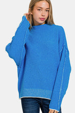 Load image into Gallery viewer, Zenana Exposed Seam Mock Neck Long Sleeve Sweater
