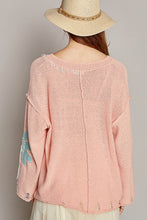 Load image into Gallery viewer, POL Distressed Flower V-Neck Dropped Shoulder Knit Top
