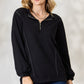 BiBi Half Zip Brushed Terry Long Sleeve Top