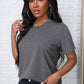 Round Neck Cuffed Short Sleeve Tee