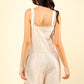 VERY J Half Button Drawstring Sleeveless Romper