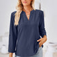 V-Neck Roll-Tap Sleeve Blouse