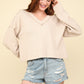 VERY J Exposed Seam V-Neck Ribbed Knit Top