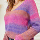 Angel Wings Multicolored Rib-Knit V-Neck Knit Pullover