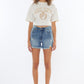 Kancan High Rise Frayed Hem Denim Shorts