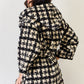 J.NNA Fuzzy Plaid Waist Tie Hooded Robe Cardigan