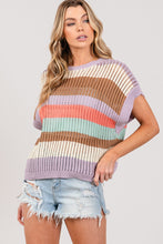 Load image into Gallery viewer, SAGE + FIG Color Block Striped Crochet Sweater
