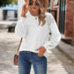 Round Neck Dropped Shoulder Eyelet Top