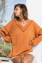 Load image into Gallery viewer, BiBi Textured Exposed Seam Drop Shoulder Knit Top
