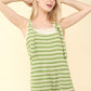 VERY J Tie Shoulder Front Pocket Striped Contrast Romper