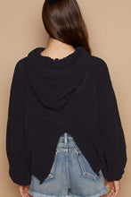 Load image into Gallery viewer, POL Back Open Slit Balloon Sleeve Crop Hooded Sweater
