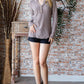 Reborn J Waffle Knit Notched Long Sleeve Top