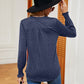 Notched Neck Long Sleeve Blouse