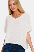 Load image into Gallery viewer, Zenana Drop Shoulder Short Sleeve Jacquard Knit Top
