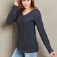 Mandy V-Neck Long Sleeve Ribbed Top