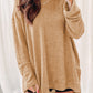 Waffle-Knit Round Neck Long Sleeve Sweatshirt