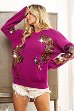 Load image into Gallery viewer, BiBi Sequin Tiger Embroidery Sweater
