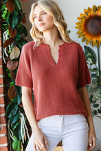 Load image into Gallery viewer, First Love Notched Short Sleeve Knit Top
