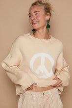 Load image into Gallery viewer, POL Round Neck Long Sleeve Peace Sign Sweater
