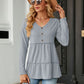 Long Sleeve V-Neck Cable-Knit Blouse