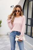 Round Neck Flounce Sleeve Blouse