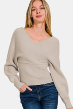 Load image into Gallery viewer, Zenana Cross Wrap Rib Long Sleeve Sweater
