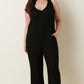 Mittoshop Rib Knit V-Neck Cross Back Jumpsuit