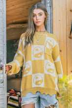 Load image into Gallery viewer, And The Why Checkerboard Sweater with Yin Yang Pattern
