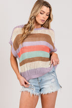 Load image into Gallery viewer, SAGE + FIG Color Block Striped Crochet Sweater
