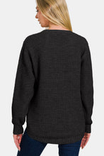 Load image into Gallery viewer, Zenana High Low Long Sleeve Waffle Sweater
