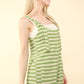 VERY J Tie Shoulder Front Pocket Striped Contrast Romper