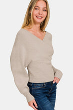 Load image into Gallery viewer, Zenana Cross Wrap Rib Long Sleeve Sweater
