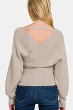 Load image into Gallery viewer, Zenana Cross Wrap Rib Long Sleeve Sweater
