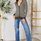 Zenana Full Size Striped Snap Down Cardigan