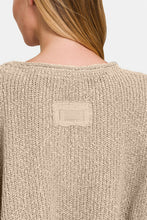 Load image into Gallery viewer, Zenana Notched Side Slit Patch Sweater
