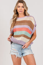 Load image into Gallery viewer, SAGE + FIG Color Block Striped Crochet Sweater
