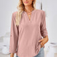 V-Neck Roll-Tap Sleeve Blouse