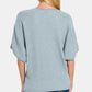 Zenana V-Neck Short Sleeve Dolman Sweater