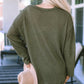 Waffle-Knit Round Neck Long Sleeve Sweatshirt