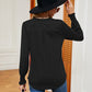 Notched Neck Long Sleeve Blouse