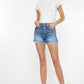 Kancan Button Fly High Rise Raw Hem Denim Shorts